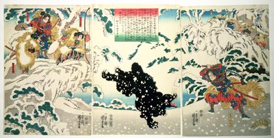 Kamei Rokuro en de Zwarte Beer in de Sneeuw, 1849 door Utagawa Kuniyoshi